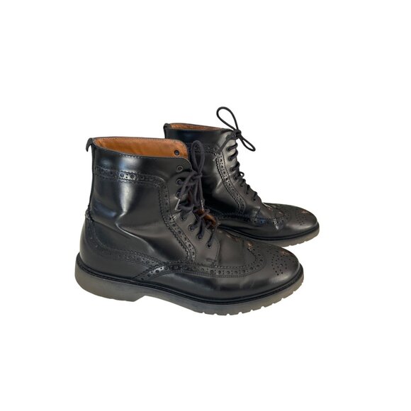 Kurt Geiger Jeremiah Brogue Boots Grunge Men's Size 41 Leather Black Wingtip - Picture 2 of 9